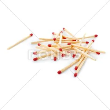 Pile of Wooden matches isolated over the white background Stock Photos