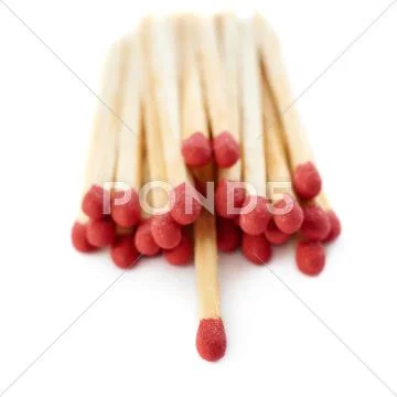 Pile of Wooden matches isolated over the white background Stock Photos