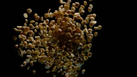 Pile Of Yellow Peas  black background Stock Footage 154329320