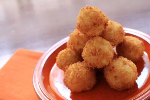 Piled breaded canapes Stock Photos