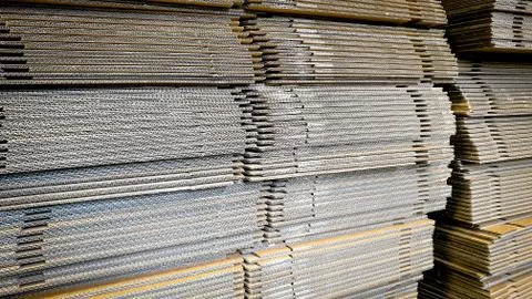 Piled cardboard boxes for packaging Stock Photos