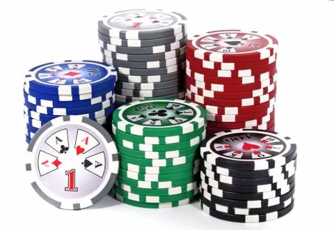 Piled chips for gaming Stock Photos