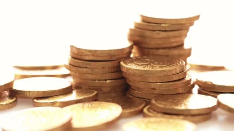 The piled gold coins are going around Stock Footage 163797779