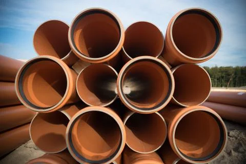 Piled up pvc pipes Stock Photos