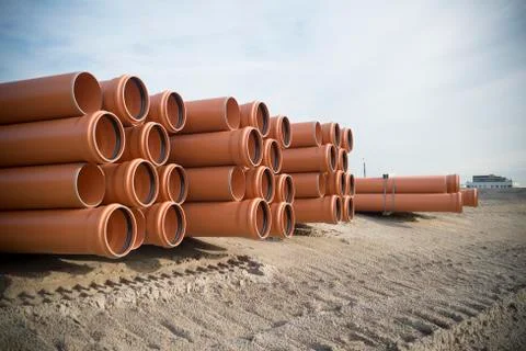 Piled up pvc pipes Stock Photos