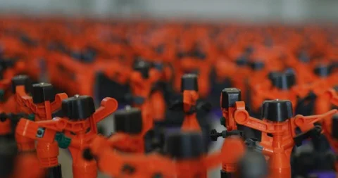 Piled up water sprayers for farm use Stock Footage 90981385