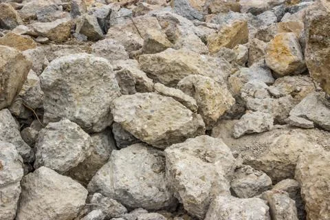 Piles of broken concrete cement background Stock Photos