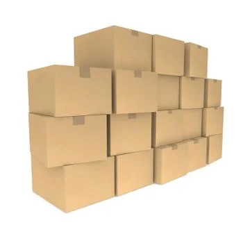 Piles of cardboard boxes Stock Illustration