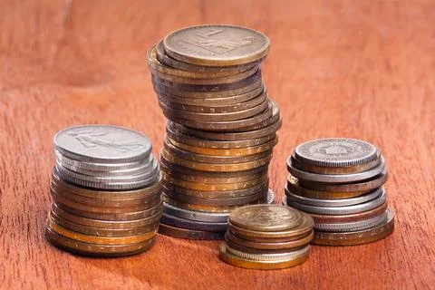 Piles of coin Stock Photos