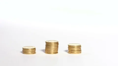 Piles of coins Stock Footage 70211122