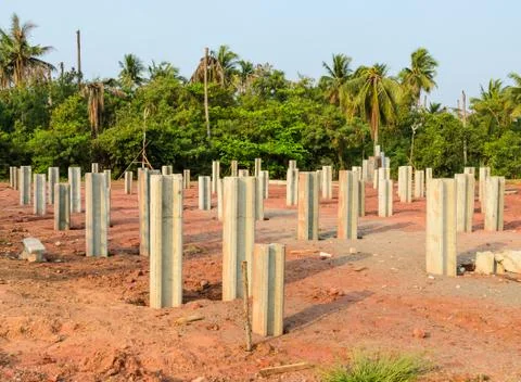 Piles in construction for foundation Stock Photos