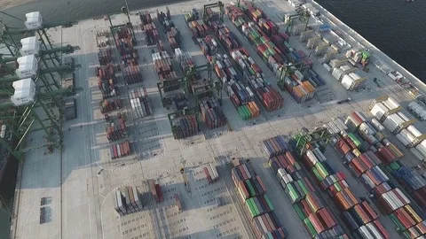 Piles of Containers, Aerial Stock Footage 79786218