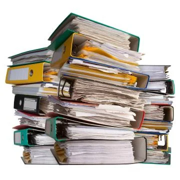 Piles of file binder with documents Stock Photos