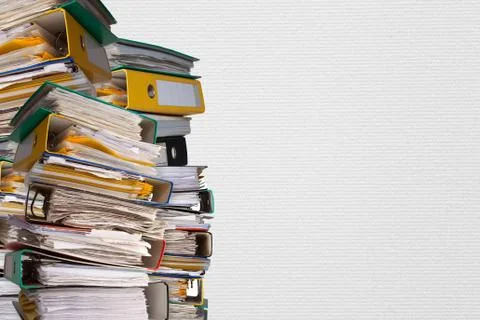 Piles of file binder with documents Stock Photos