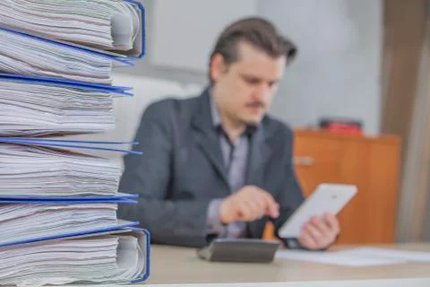 Piles of folders and papers Stock Photos