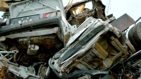 Piles of iron plastic material waste and industrial waste collected for 動画素材 334662196