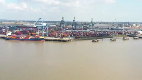 Piles of material and containers waiting for transport Video stock 161358551