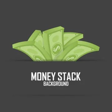 Piles of money stack, cash dollar on white, vector illustration Stock Illustration