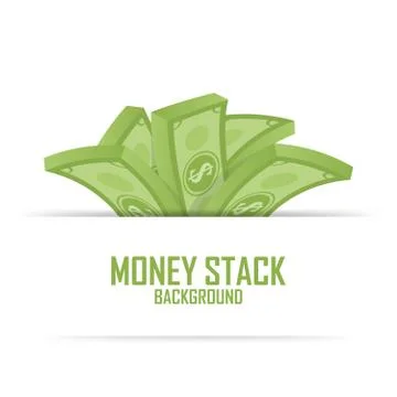 Piles of money stack, cash dollar on white, vector illustration Stock Illustration