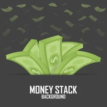 Piles of money stack, cash dollar on white, vector illustration Stock Illustration
