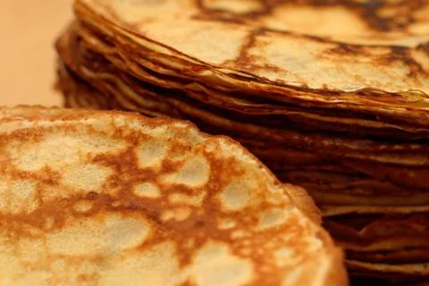 Piles of pancakes Stock Photos