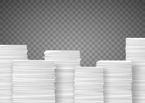 Piles of paper documents. Paperwork in the office. Stock Illustration