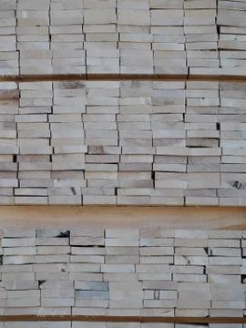 Piles of pine planks stacked for drying Stock Photos