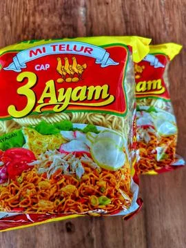 Piles of plastic packaged noodles Stock Photos