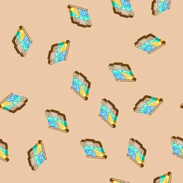 Piles urban area e waste pollution isometric icon seamless pattern Stock Illustration