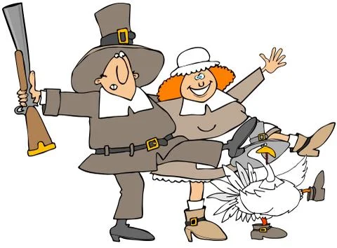 Pilgrim can can Stock Illustration