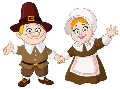 Pilgrim couple Stock Illustration