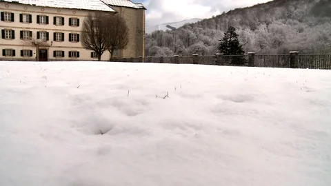PILGRIM footprint in the snow 動画素材 111438255