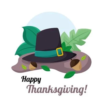 Pilgrim hat and acorns. Vector Stock Illustration