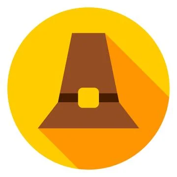 Pilgrim Hat Circle Icon Stock Illustration