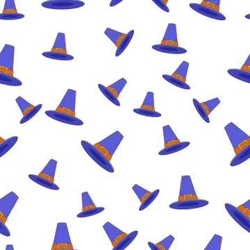 Pilgrim Hat Flat Vector Seamless Pattern on White Stock Illustration