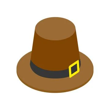 Pilgrim hat isometric 3d icon Stock Illustration