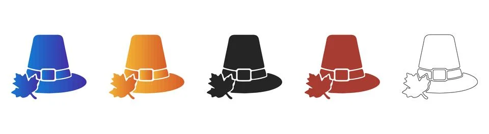 Pilgrim hat with maple leaf thanksgiving holiday icon Stock Illustration