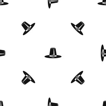 Pilgrim hat pattern seamless black イラスト素材