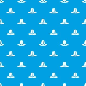 Pilgrim hat pattern seamless blue Stock Illustration