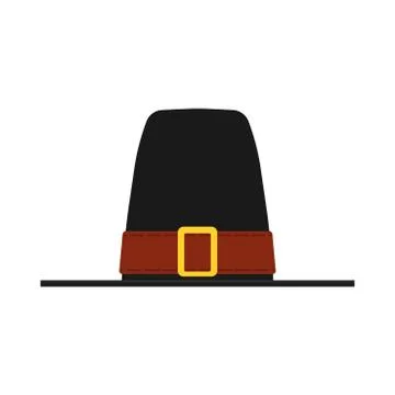 Pilgrim hat vector icon cartoon illustration. Thanksgiving celebration holid Stock Illustration