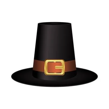 Pilgrim hat on white background Stock Illustration