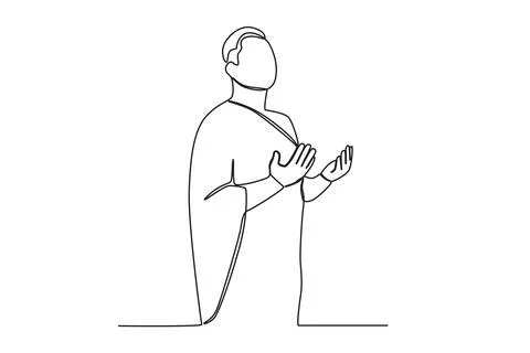 A pilgrim prays to Allah Stock Illustration