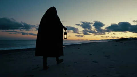 Pilgrim Searching For Truth At The Sea Stock Footage 301933978