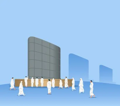 Pilgrimage Arround Devil Stone Pillar Stock Illustration