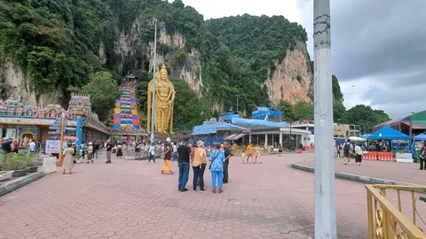 Pilgrimage Path: Exploring Batu Caves through the Steps of Devotees Stock Footage 248962571