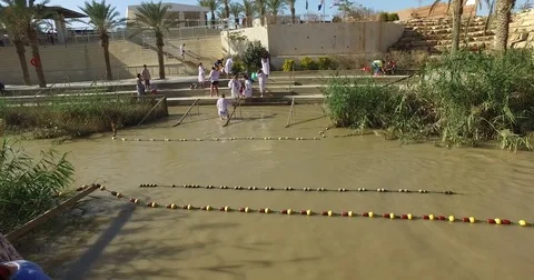 Pilgrims are baptized Stock Footage 77283333