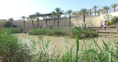 Pilgrims are baptized Stock Footage 77283377