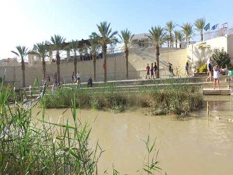 Pilgrims are baptized Stock Footage 77283443