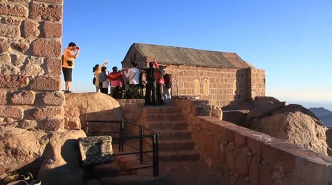 Pilgrims from China. Moses Mountain. Sinai Peninsula. Egypt Stock Footage