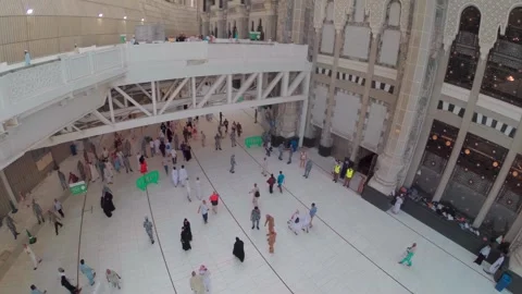 Pilgrims at Grand Mosque During Final Days of Hajj – Mecca 2023 Stock Footage 312177281